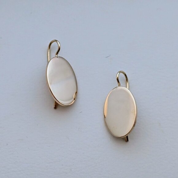 Vintage Solid 14K Yellow Gold Engravable Mirror Finish Dangle Drop EARRINGS - Picture 3 of 8